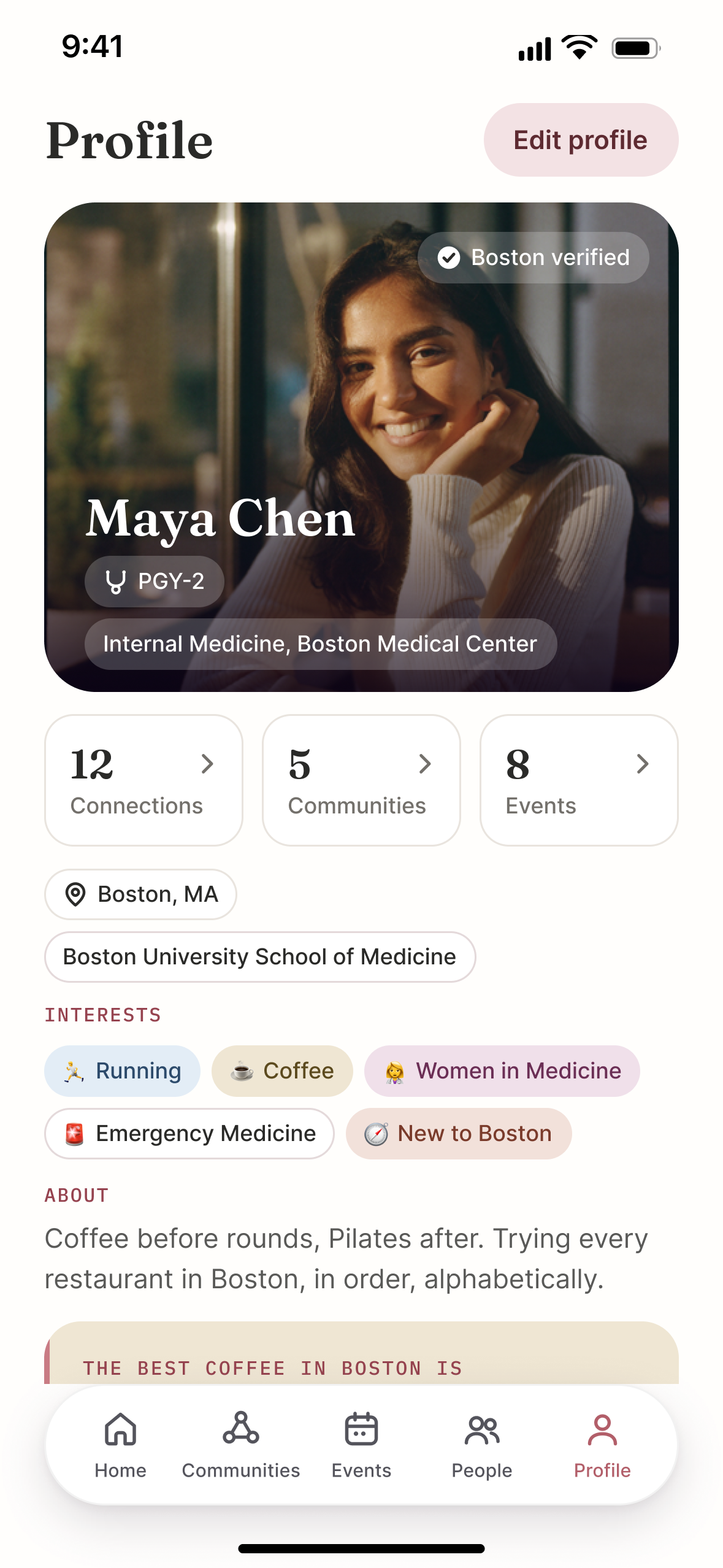 Scrubbed In app: profile